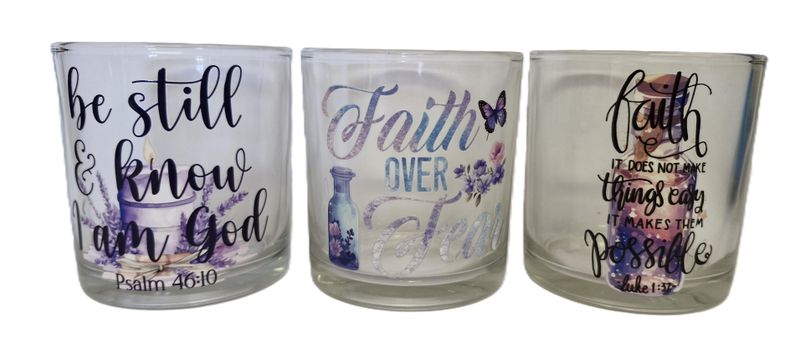Set of 3 Glasses with Unique Worship messages