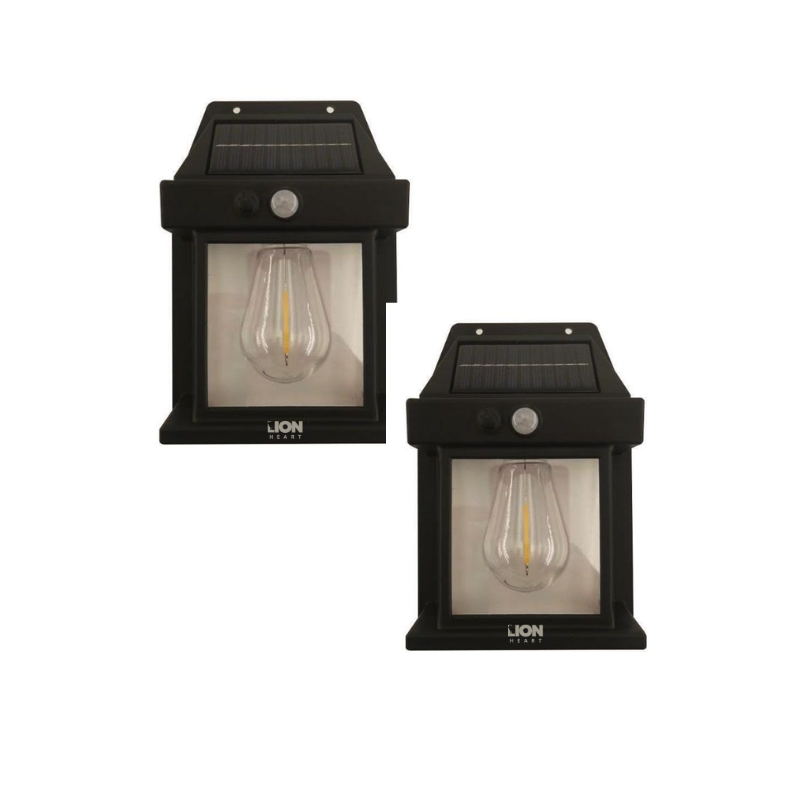 LH Solar Wall Light Wireless Outdoor LED with PIR and Motion Sensor - 2Pack