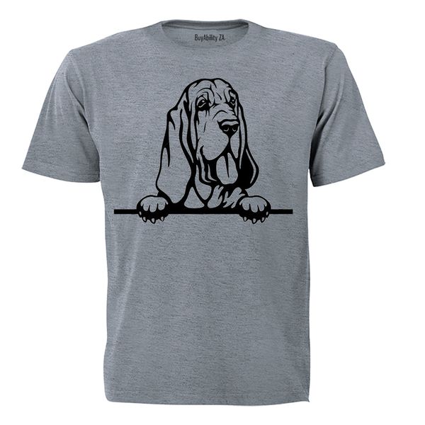 Peeking Bloodhound - Mens - T-Shirt - White