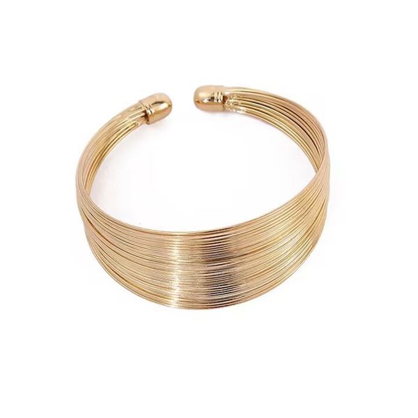 Fashion Multi-layer Stackable Metal Smooth Wide Open Band Bracelet