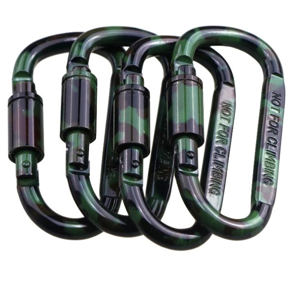 Camping Clip Carabiner Keychain Camo Locking Clip 8 Set