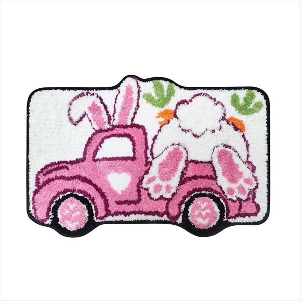 Easter Bath Mat Bunny Truck Bathroom Rugs B