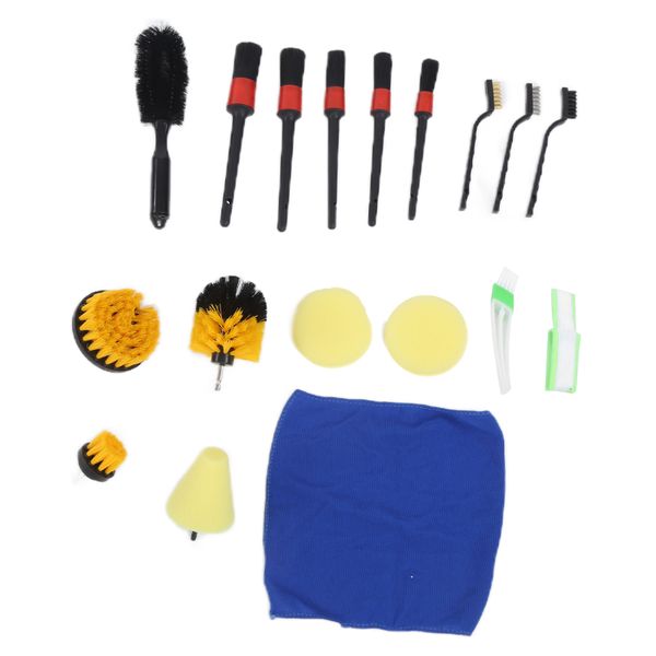 Car Detailing Brush Set 18Pieces for Air Conditioner Tire Wheel