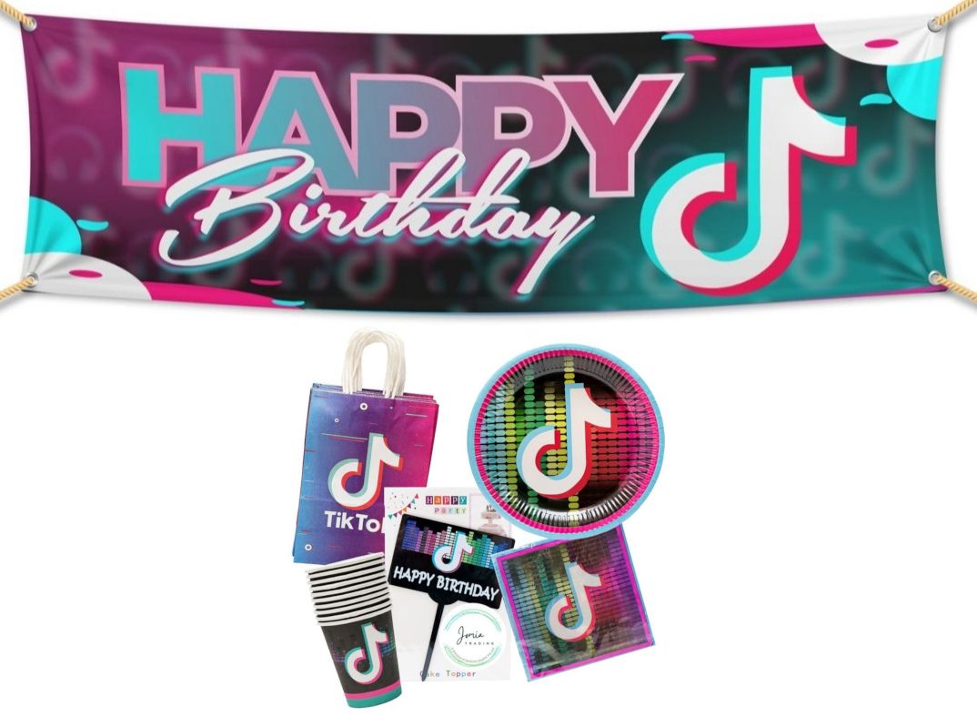 TikTok Party Supplies Happy Birthday Banner For Children s Party 