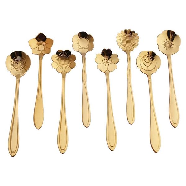 8pcs Stainless Steel Flower Shaped Multi-purpose Spoon Set