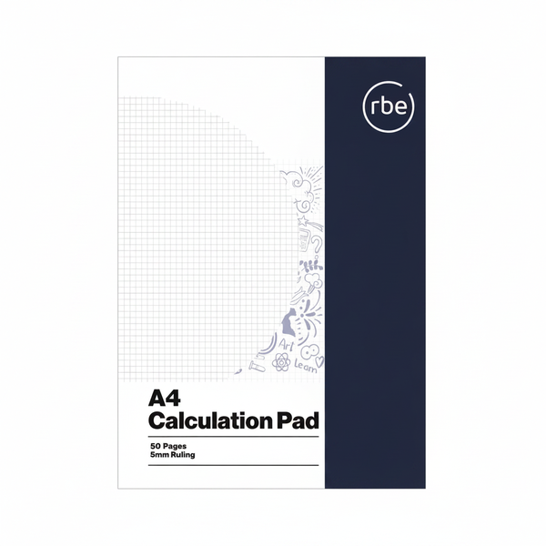 RBE A4 Calculation Pad - 50 Sheets 5mm Grid for Math &amp; Graphing