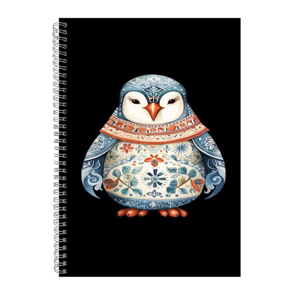 Light Blue A4 Notebook Spiral and Lined Penguin Lovers Graphic Notepad 127