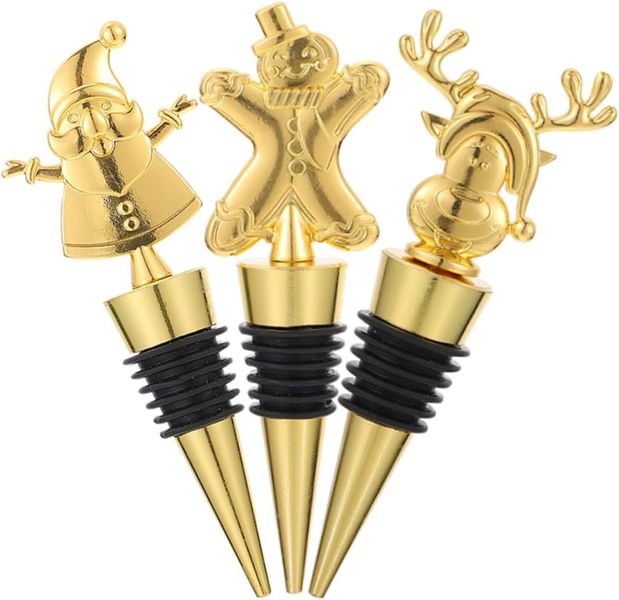 Christmas Wine Bottle Stoppers Santa Reindeer Gingerbread Man