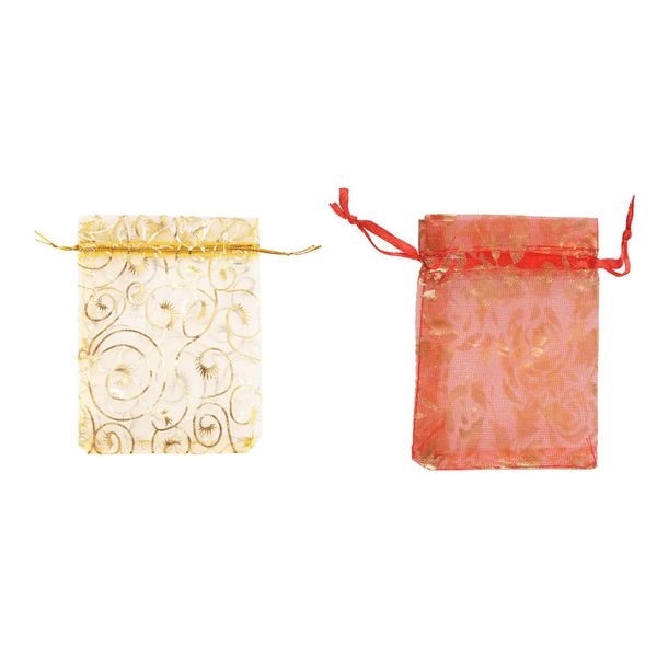100Pc 7X9Cm Rose Organza Drawstring Gift Jewelry Bags Pink