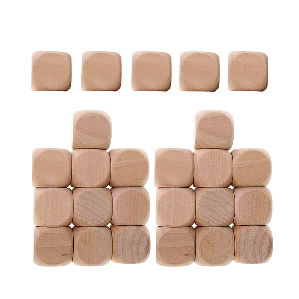 Blank Wooden Dice Set, Unfinished Natural Wood Cubes for DIY Crafts &amp; Games