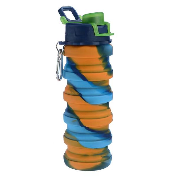 BPA Free Outdoor Collapsible Silicone Water Bottle with Hook