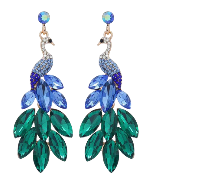 Stunner Vintage Peacock Dangle Earrings