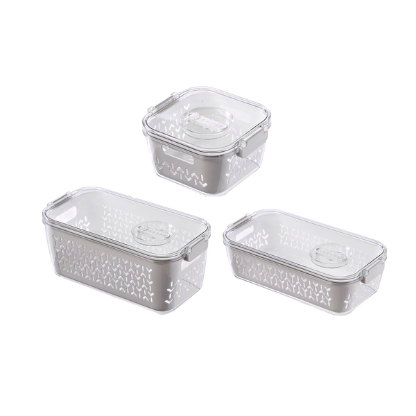 3 Pieces Of Stackable Food Preservation Container With Drain Box - Yellow