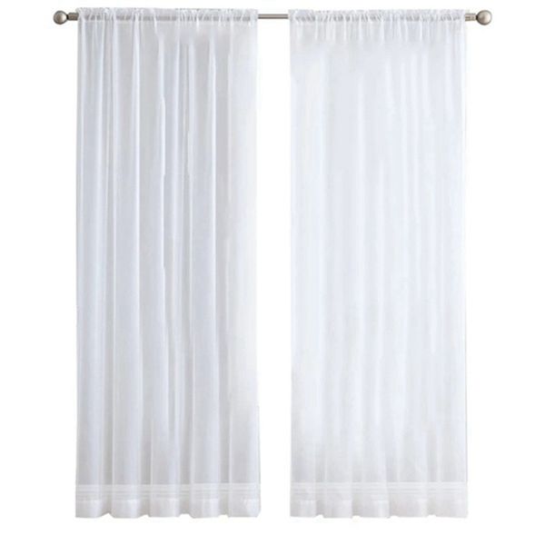 4 Panels White Sheer Curtains 84 Inches Long Rod Pocket Window Treatment Ga