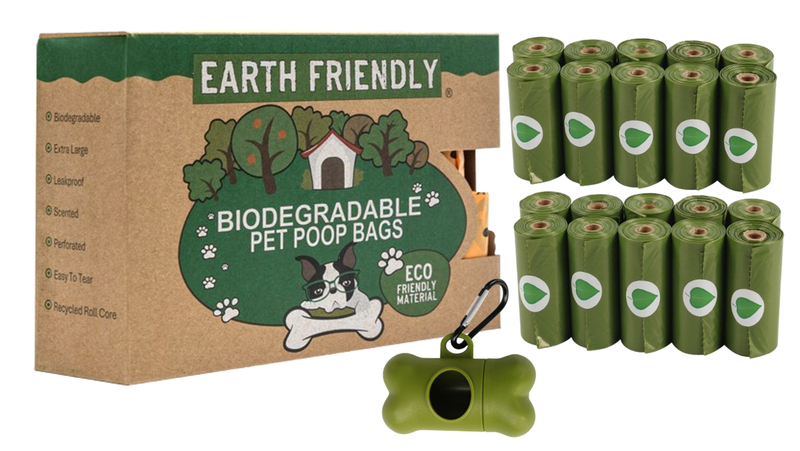 Earth Friendly - 20 X Rolls/ 300 Biodegradable Dog Poop Bags + Dispenser