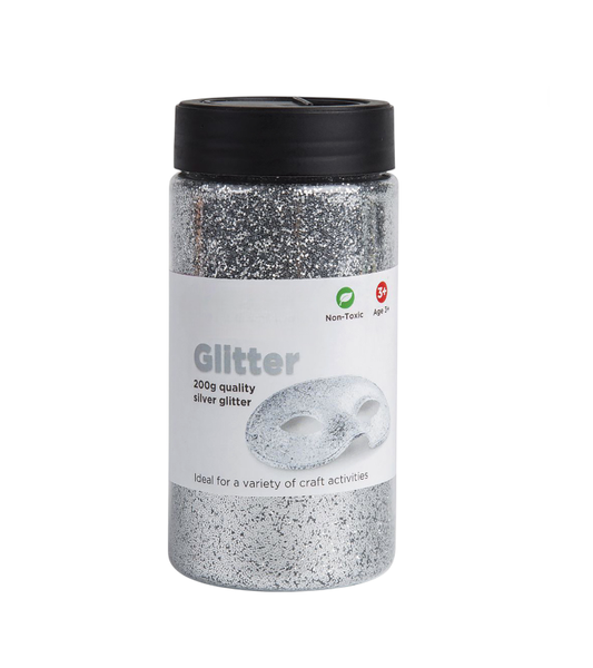 Premium Craft Glitter Jar 200g - Silver/Gold for DIY &amp; School Projects