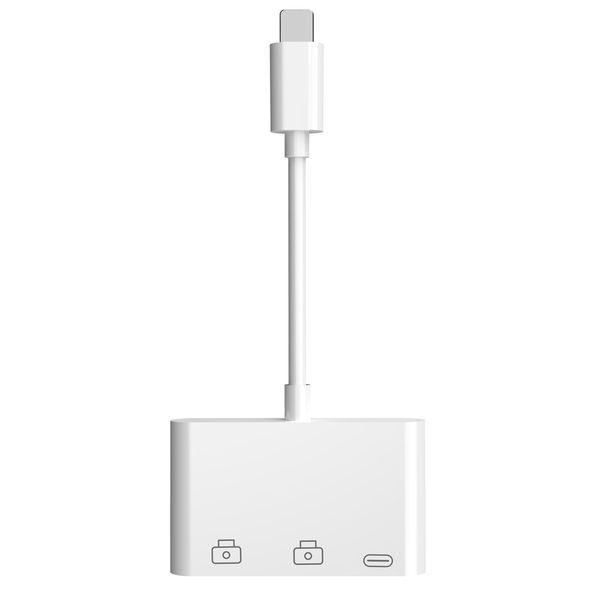 3 in 1 Dual USB 3.0 Female OTG Adapter with Charging Port Compatible