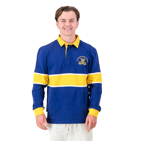 Old School St Davids Long Sleeve Rugby Jersey - Bellwether Blue