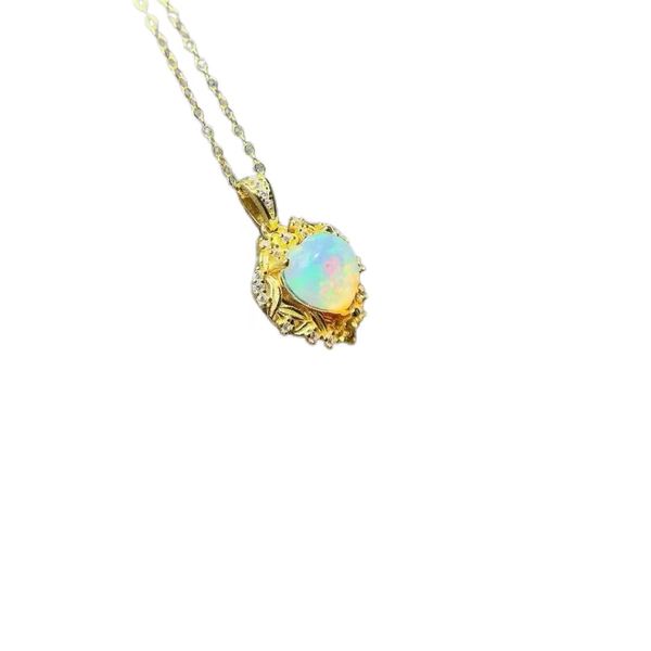 Luxury Iridescent Opal Pendant With Sparkling Main Stone