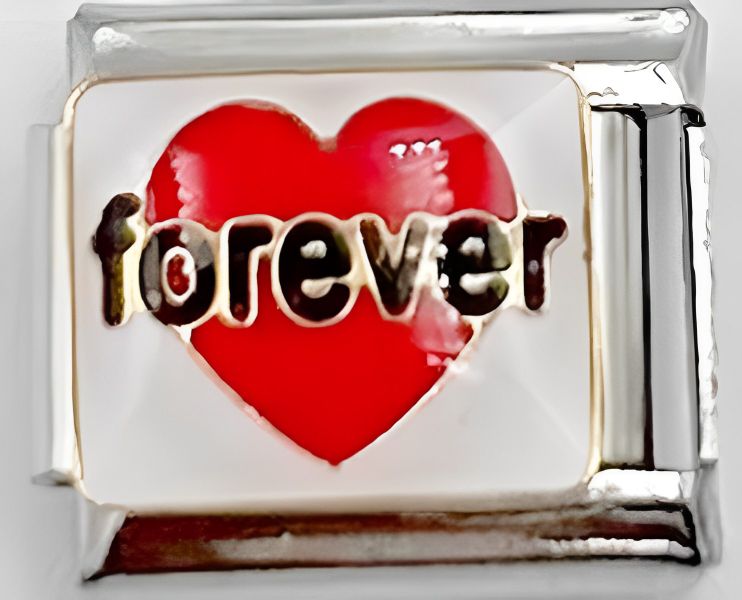 Stainless Steel Forever Heart 9mm Italian Charm