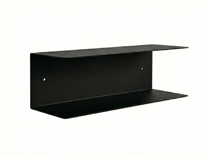 Modern Stainless Steel Dual-Tier Floating Wall Shelf - Matte Black