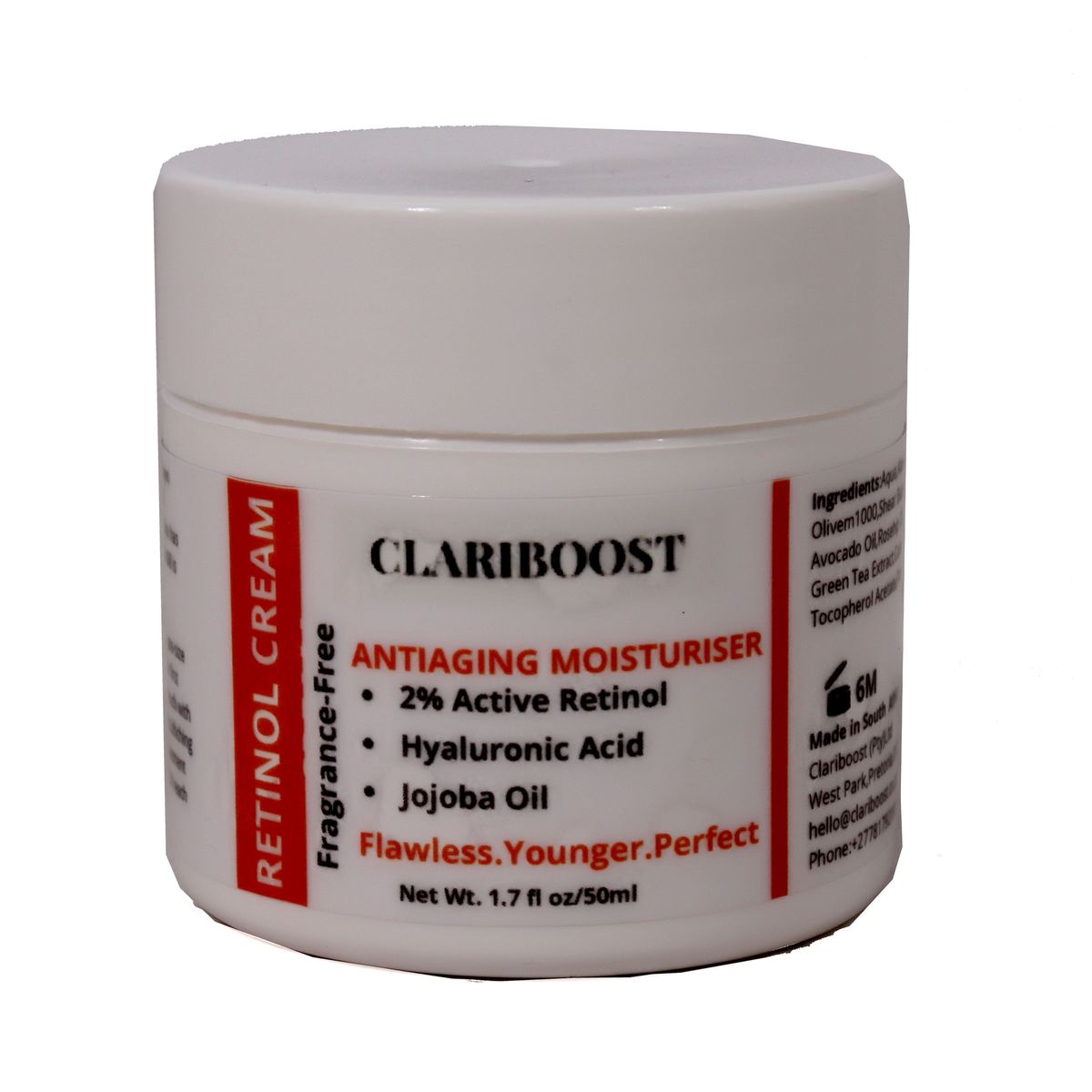 Clariboost Antiaging 2 Retinol Face Cream with Hyaluronic Acid50mls