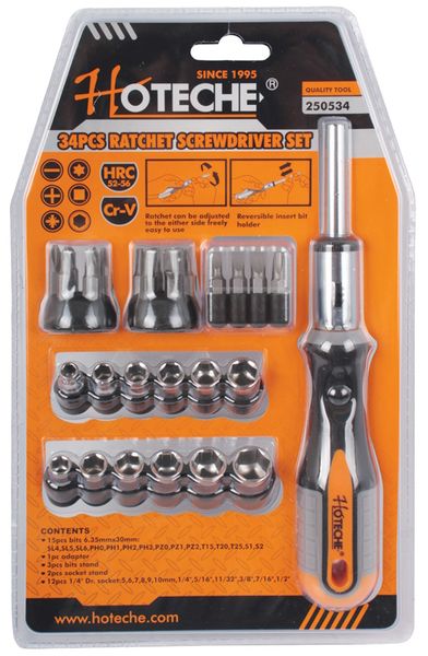 Hoteche 34 Piece Ratchet Screwdriver Set
