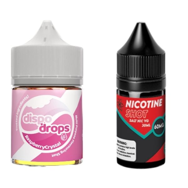 Dispo Drops 60ml Salt/MTL Combo 30MG - Raspberry Crystal