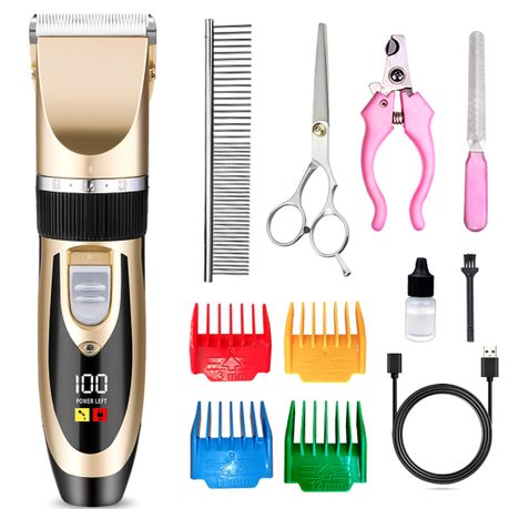 Dog Clippers Pet Grooming Kit Rechargeable with LED Display & Low Noise Image