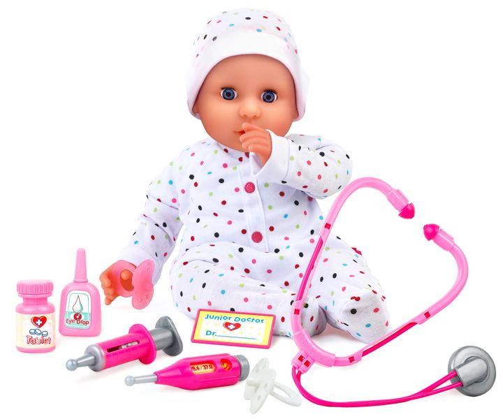Doctor Doll with Medical Kit (Large-46cm (18") - White &amp; Pink, Interactive