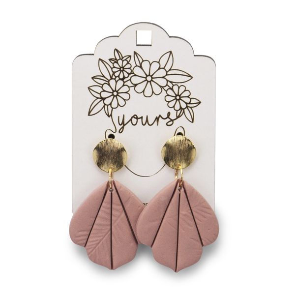 Yours - Hanging Earrings - Blush Pink - Disc Stud - Gold-Plated - Resin