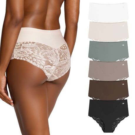 Lekkon 6 Pack Lace High-Waisted Women Panties, Silky Microfiber Underwear Image