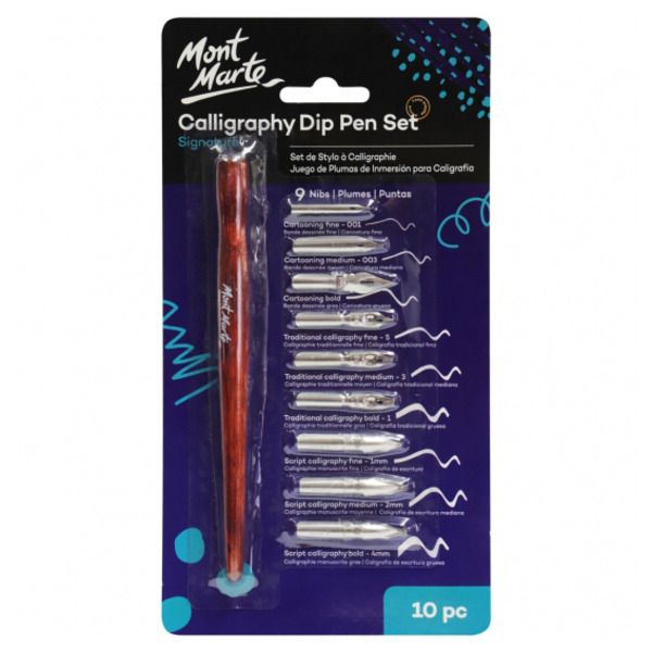 Mont Marte Signature Calligraphy Dip Pen Set - 9 Nib