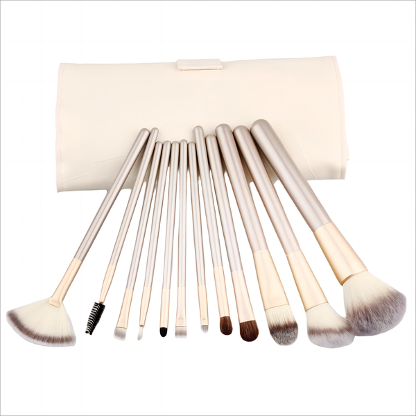 12-Piece White Makeup Brush Det