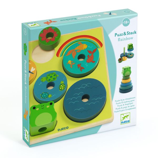 Djeco Wooden Stacker - Puzz &amp; Stack Rainbow