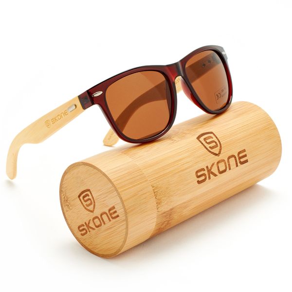 Skone Bazaruto UV400 Protection Wooden Sunglasses - Brown