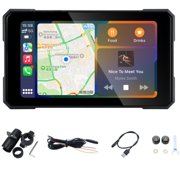 Universal Motorcycle CarPlay Navigation - 5", Tire Pressure Monitoring