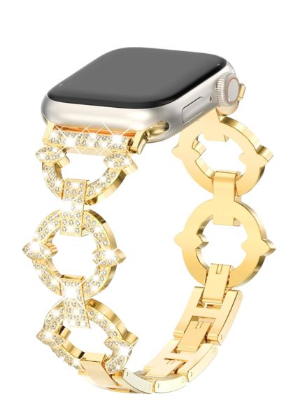 Crystal-Embellished Apple Watch Strap 42mm/44mm/45mm- Gold