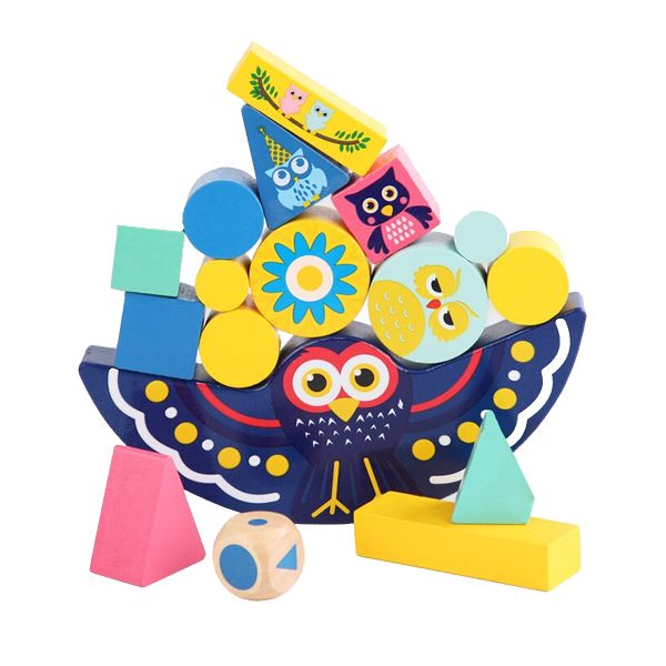 Owl Balance Wooden Stacking Blocks Animals Scale Montessori Toy