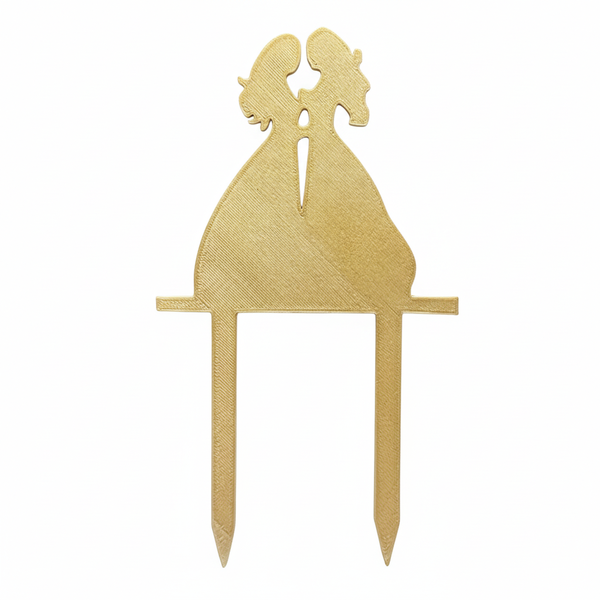 Female Wedding Cake Topper - Silhouette - Black and Gold - 11×12cm