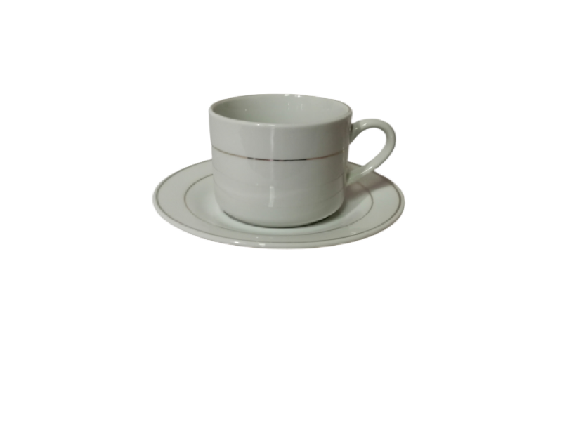 Cup &amp; Saucer 12 Piece Set with Gold Rim