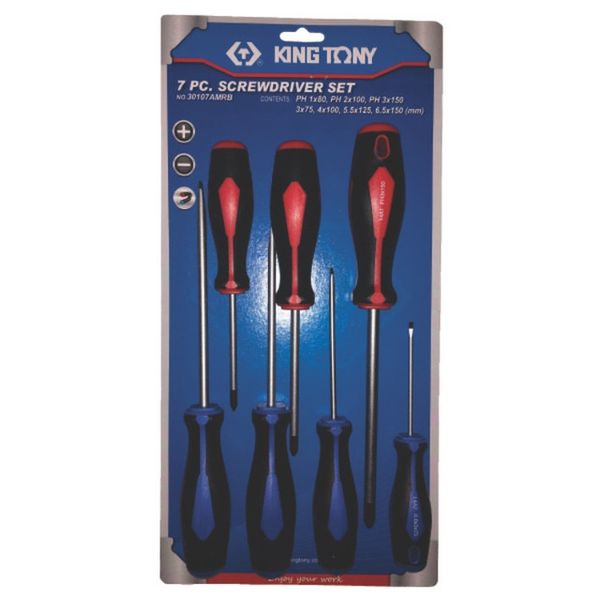 King Tony - Screwdriver Set - 7 Piece - Blister Card - 3 Pack