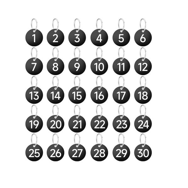 3.5 mm 1-30 Number Tags with Metal Rings Round Identification Tags