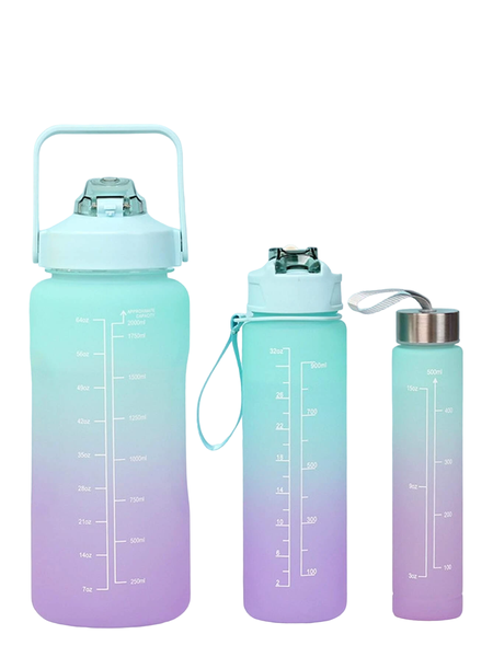 3 Piece VSCO Ombre Timer Water Bottle