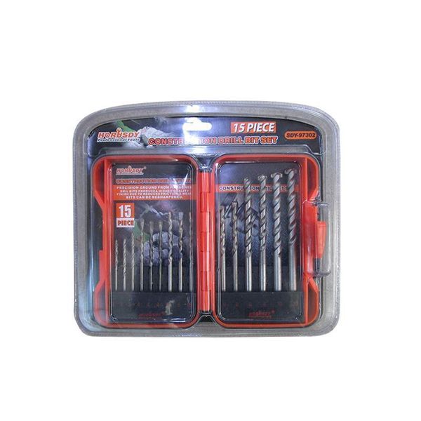 Horusdy-15 Piece Construction Drill Bit Set-Sdy97302
