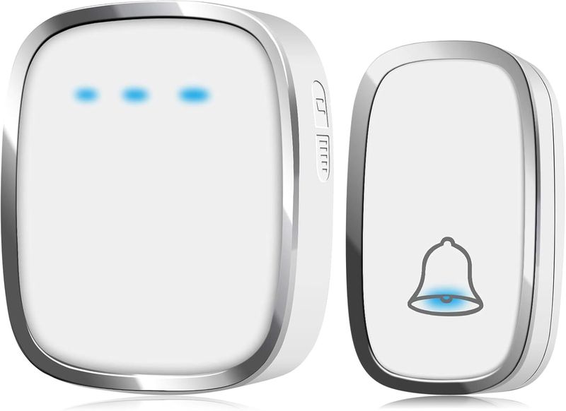 Wireless Waterproof Doorbell Kit, 4-Level Adjustable Volume with LED Light