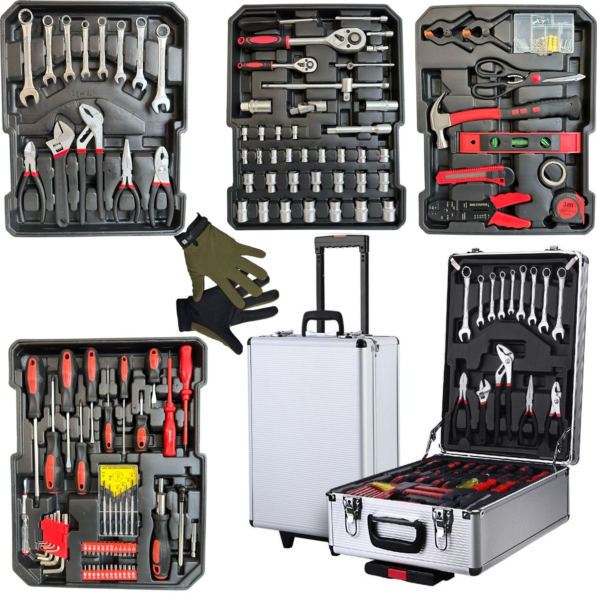 187 Piece A Must Have All In One Handyman DIY Tool Kit On Wheels & Gloves
