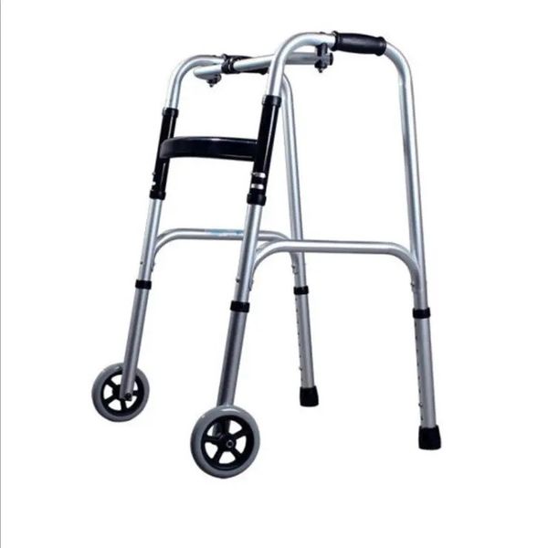 Geosine Adult Assist Walker Frame Height Adjustable w/ Wheels - Aluminium