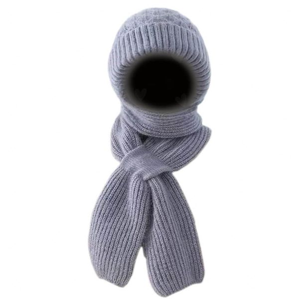 Integrated Ear Protection Windproof Cap Scarf Elastic Knitting Thick Beanie