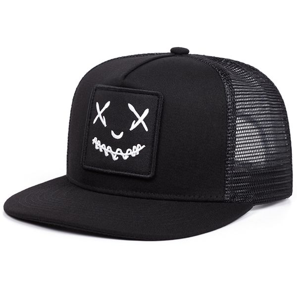Smiley Face Embroidered Baseball Cap, Versatile All-Season Trucker Hat
